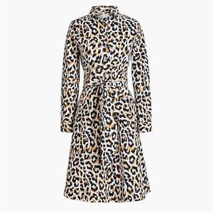 J. Crew leopard tie waist shirt dress size 4